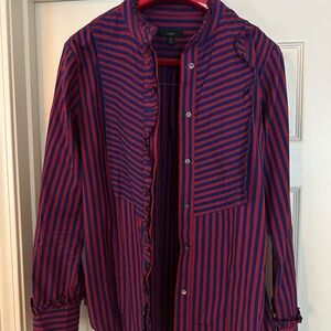 J. Crew Ruffle Trim Tuxedo Shirt